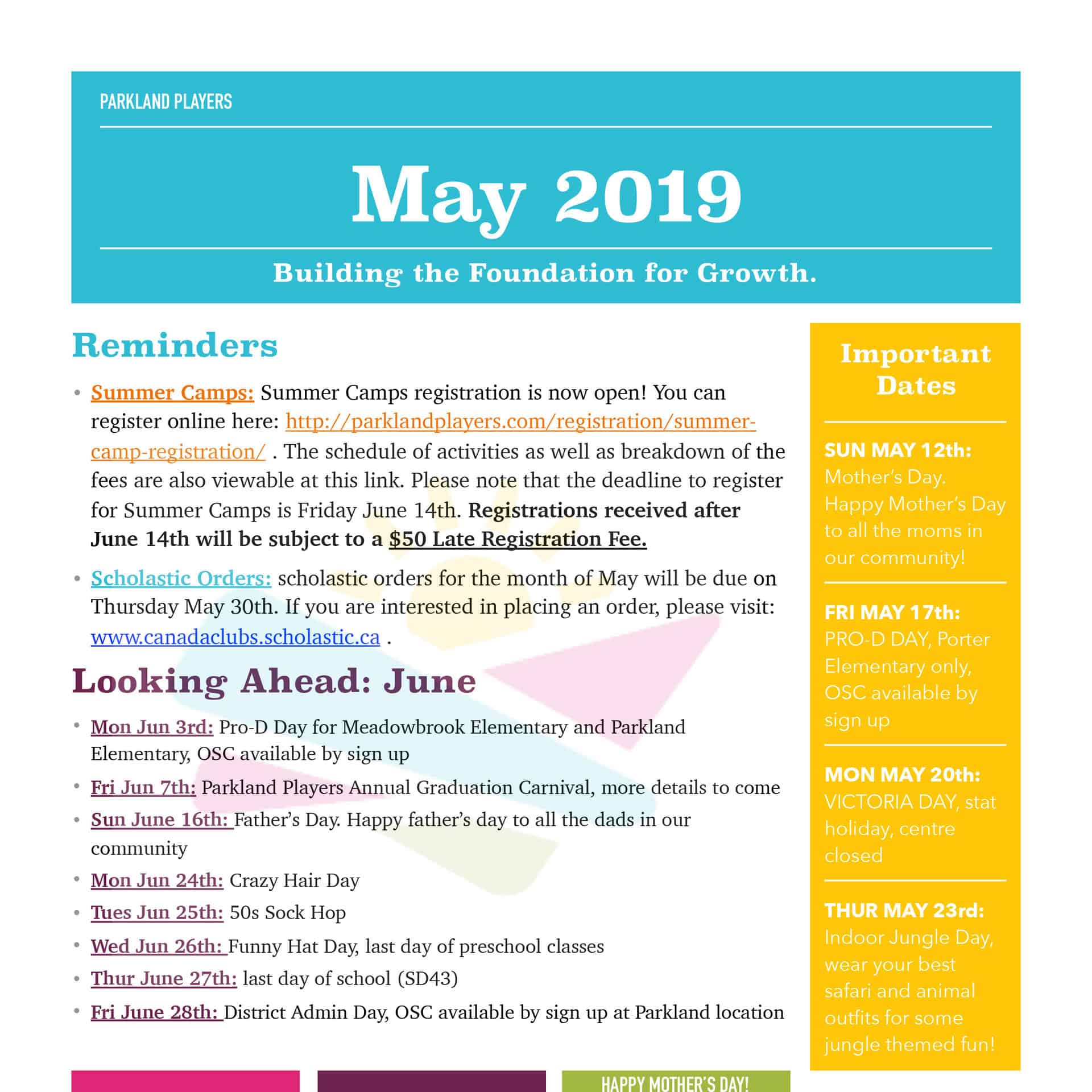 May 2019 Newsletter Parkland Players