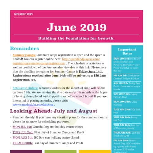June 2019 Newsletter Preschool