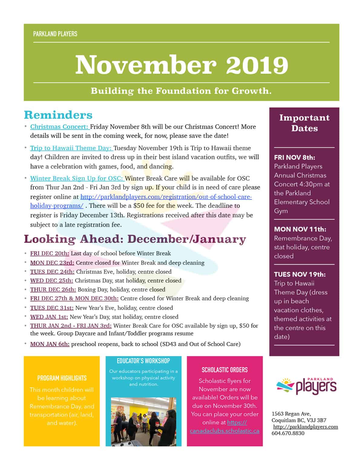 November 2019 Newsletter